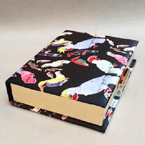 Bird Fabric Textile Book Box Clutch - Black
