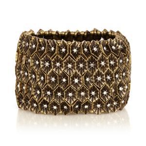 Gold Star Crystal Cuff Bangle - Beiges Browns