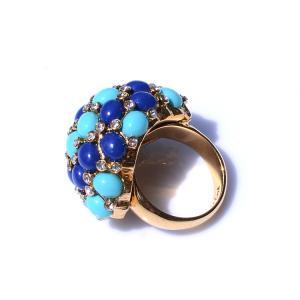 Gold-tone Jules Ring - Royal Blue Turquoise
