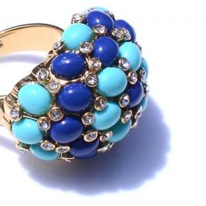 Gold-tone Jules Ring - Royal Blue Turquoise