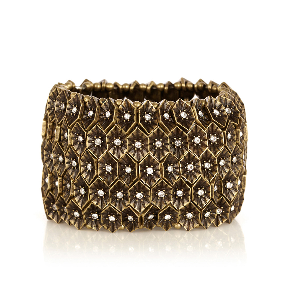 Gold Star Crystal Cuff Bangle - Beiges Browns