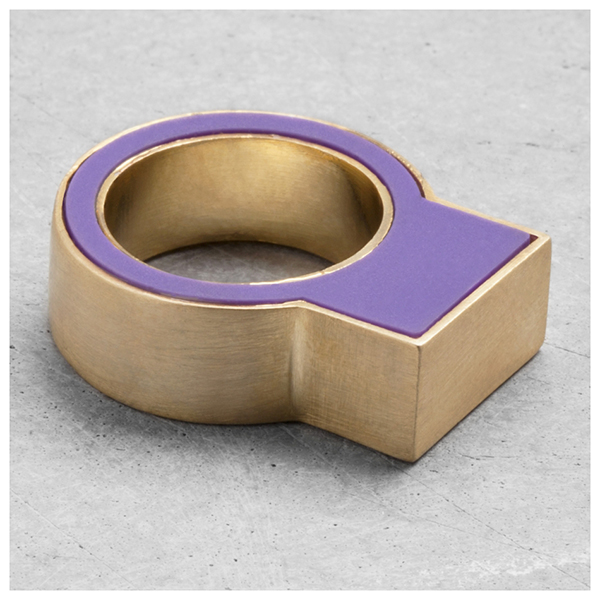 Gold Metal And Rubber Ring - Purple Neon