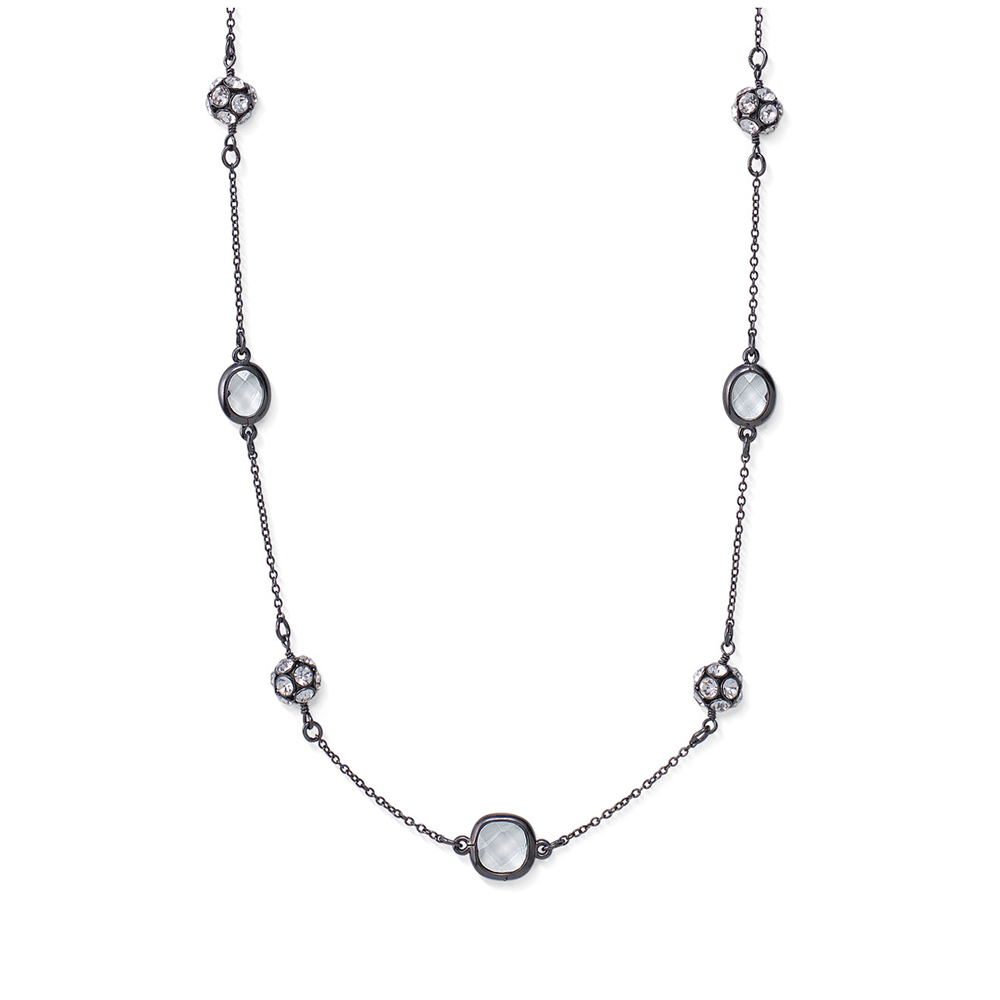 Chelsea Long Necklace - Black Rhinestone on Luulla